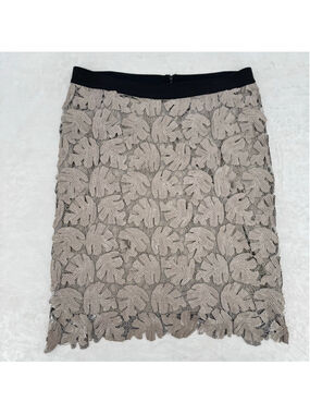 BCBGMaxazria Sequined Mini Skirt Taupe Leaves Special Occasion Chic Designer L